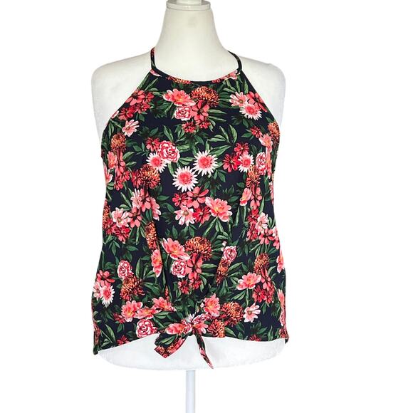 143 Story by Lineup High Neck Floral Top Women's Size L Black Pink Feminine Boho - Picture 1 of 9